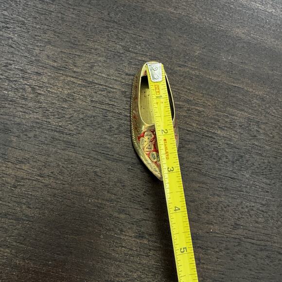 Vintage Brass Shoe Ashtray Hand Etched Red Slipper India Genie Aladdin - Picture 14 of 16